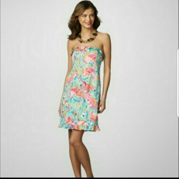Lilly Pulitzer Size 6 Peel and Eat Pattern Strapless Franco Dress